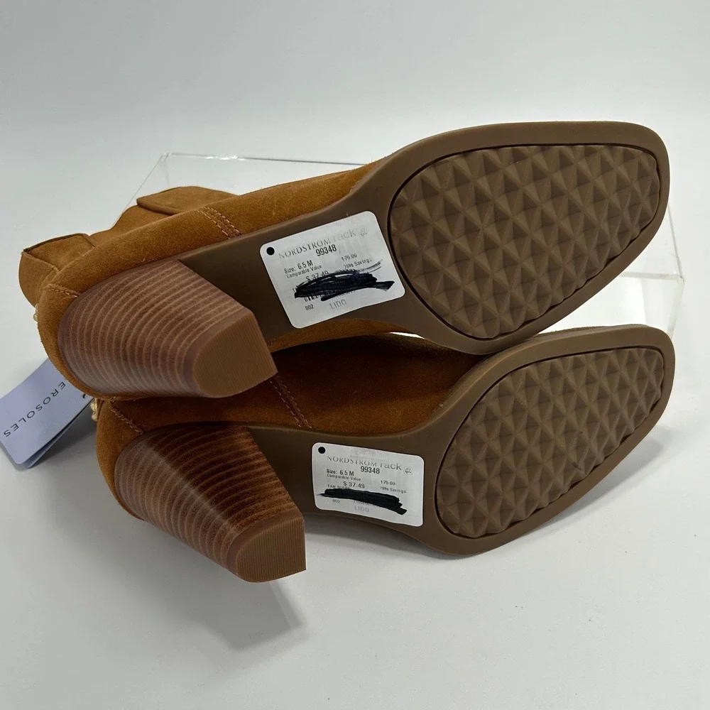 Aerosoles Size 6.5 Lido Brown Suede Leather Ankle Boot Heels‎ Women's